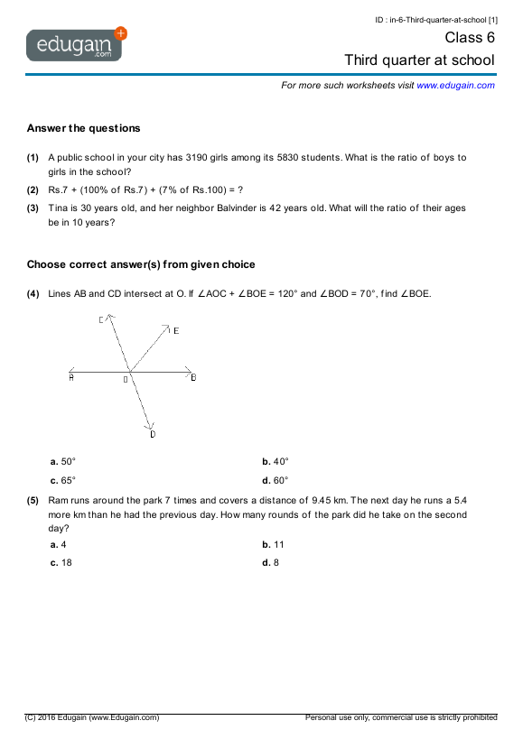 math 4 grade for worksheets philippines Grade Third quarter Math 6 Problems: at Worksheets and